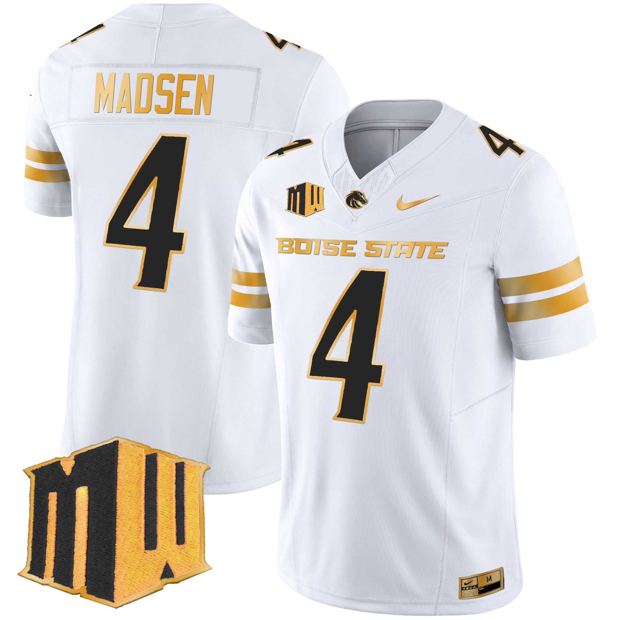 Men Boise State Broncos #4 Madsen White Nike 2024 Gold Vapor Limited NCAA Jersey